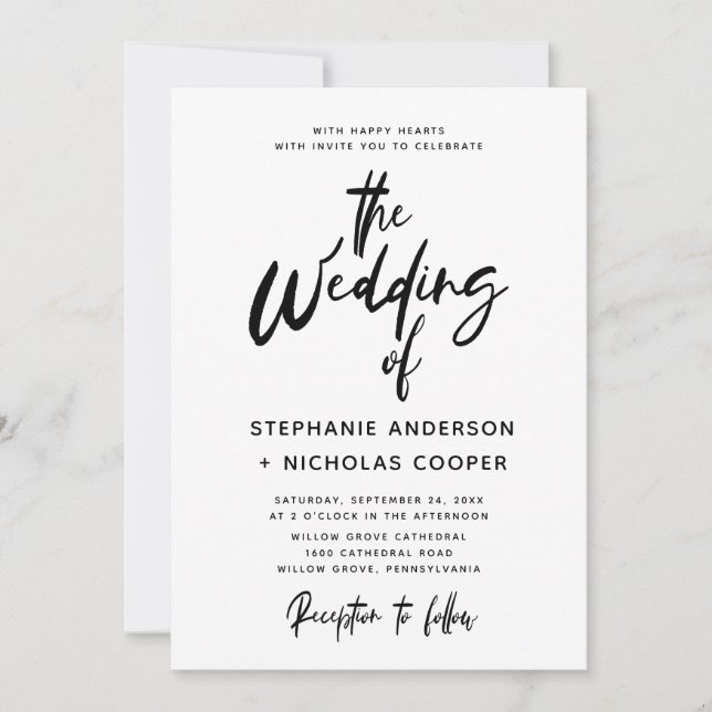 Typography Script Brush Stroke Invitation (Front)