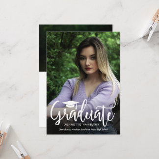 Typography Script Front/Back Photo Graduation Invitation