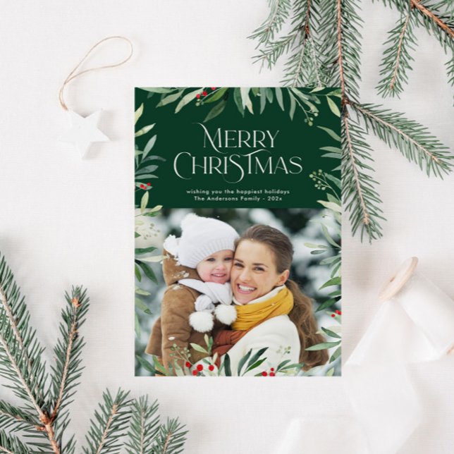 typography script green merry christmas card (Creator Uploaded)