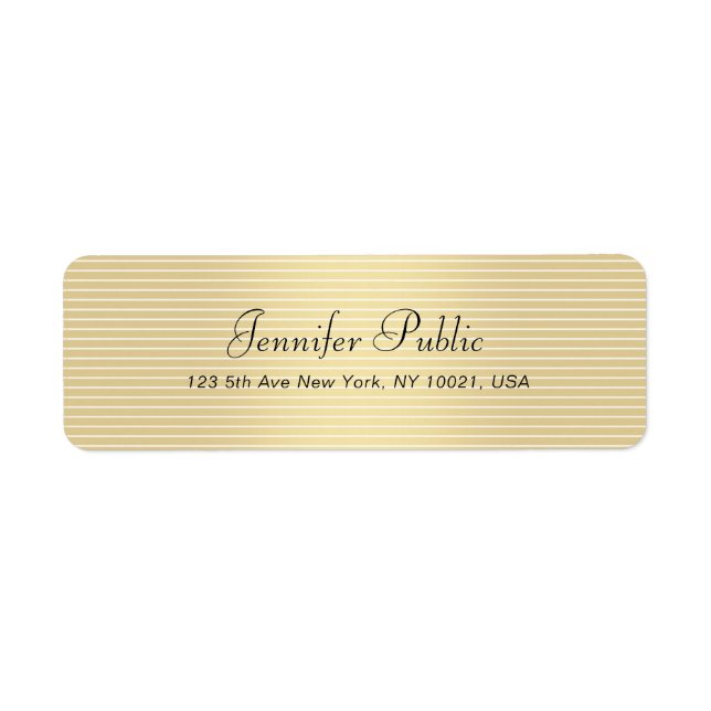 Typography Script Modern Elegant Faux Gold Trendy Label (Front)