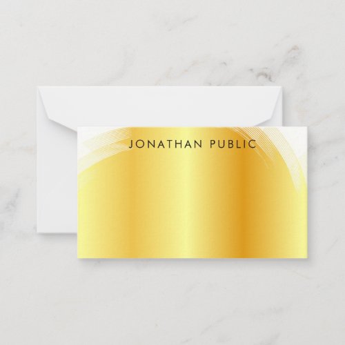 Typography Script Monogrammed Elegant Faux Gold Note Card