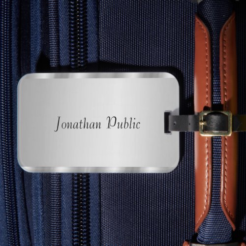 Typography Script Name Glam Faux Silver Template Luggage Tag