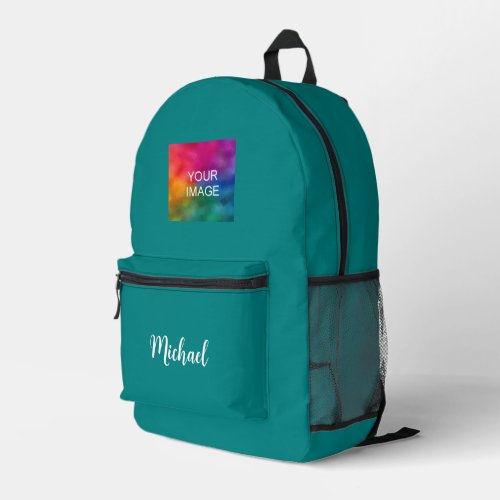 Typography Script Name Teal Solid Color Cute Best Printed Backpack