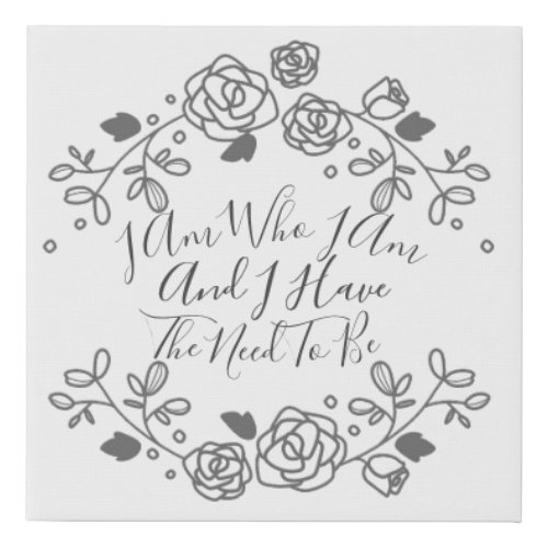 Typography Script Quote Watercolor Floral Art Faux Canvas Print