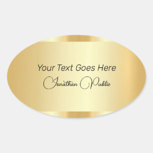 Typography Script Template Trendy Faux Gold Oval Sticker