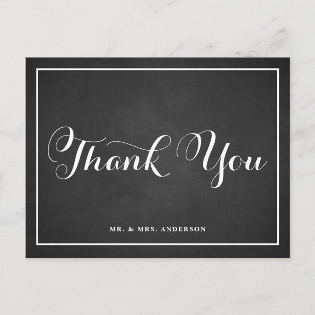 Typography Script Thank You Chalkboard Postcard (Front)