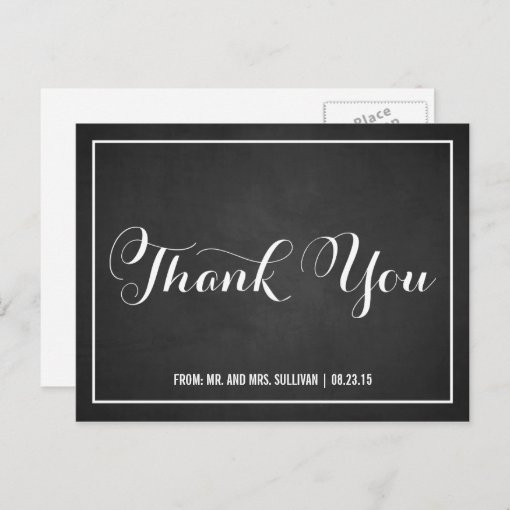 Typography Script Thank You Chalkboard Postcard | Zazzle