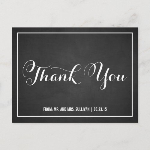 Typography Script Thank You Chalkboard Postcard