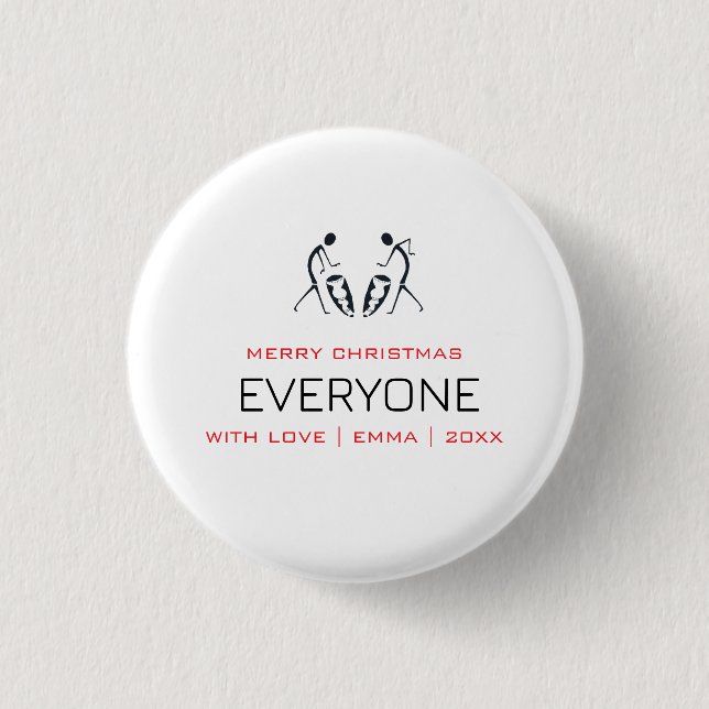 typography, Silhouette drummers Christmas Button (Front)