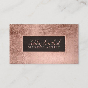 Typography simple faux rose gold foil makeup business card