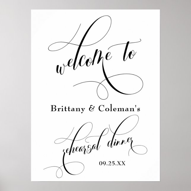 Typography Simple Welcome to The Rehearsal Dinner Poster (Front)