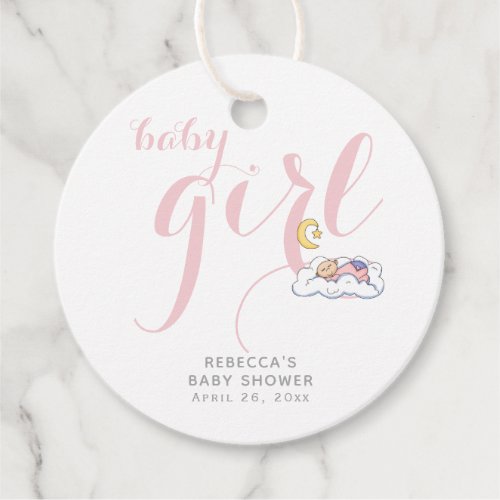 Typography sleeping girl Thank You baby shower Favor Tags