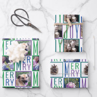 Typography Square Photos Cool Colors Wrapping Paper Sheets