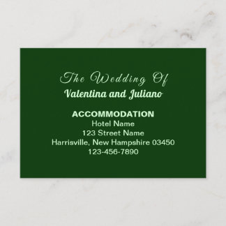 Typography Style Dark Green Wedding Accommodation Enclosure Card