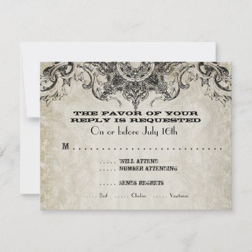 Typography Style Engravers Fonts Swirl Flourishes RSVP Card