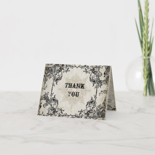 Typography Style Engravers Fonts Swirl Flourishes Thank You Card