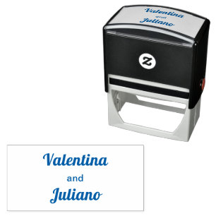 Typography Style Minimalist Blue Wedding Stamp
