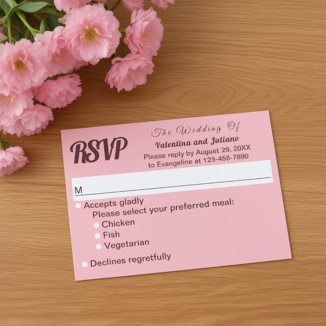 Typography Style Minimalist Pink Wedding RSVP (Creator Uploaded)