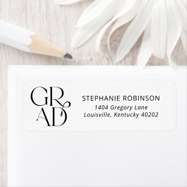 Typography Tassel Graduation Return Address Label (Insitu)