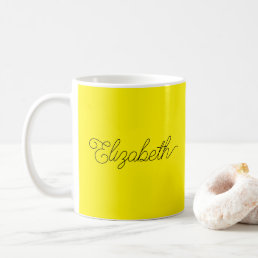 Typography Template Add Your Name Bright Yellow Coffee Mug