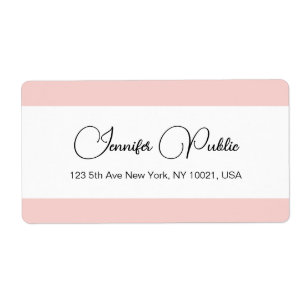 Typography Template Blush Pink White Shipping Label