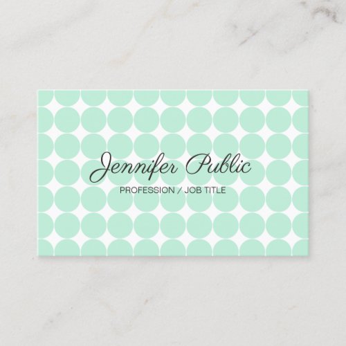 Typography Template Elegant Mint Green White Busin Business Card