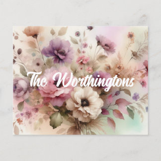 Typography text Fall leaves and flowers watercolor