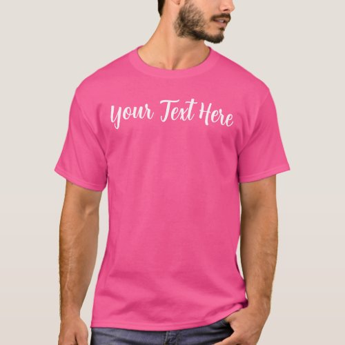 Typography Text Mens Modern Elegant Wow Pink T_Shirt