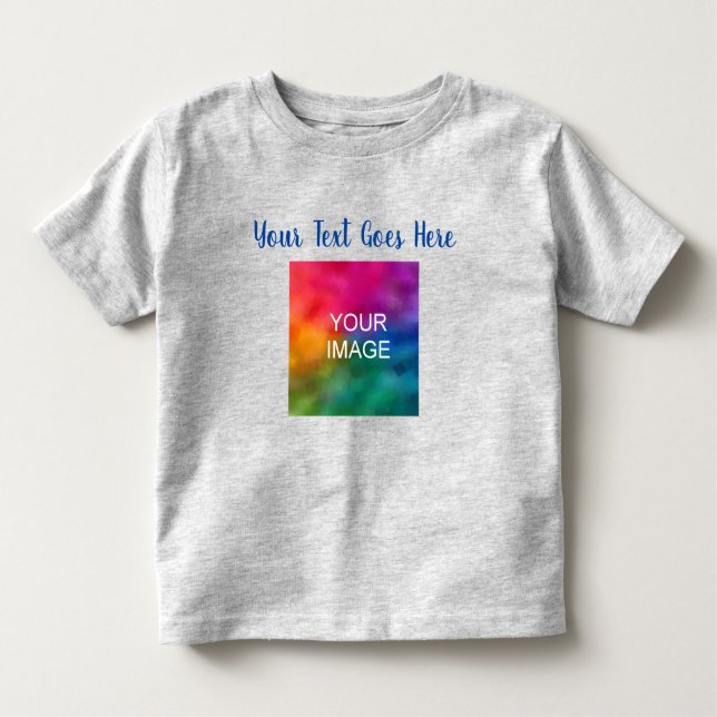 Typography Text Name Upload Your Own Photo Grey Toddler T-shirt (Front)