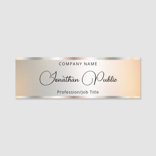 Typography Text Silver Template Elegant Modern Name Tag
