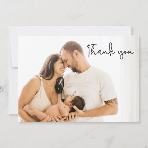 Typography Thank You Baby Photo Birth Announcement