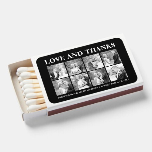 Typography Thank You eight photo collage black  Matchboxes