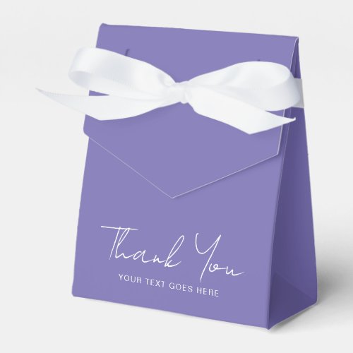 Typography Thank You Text Periwinkle Solid Color Favor Boxes