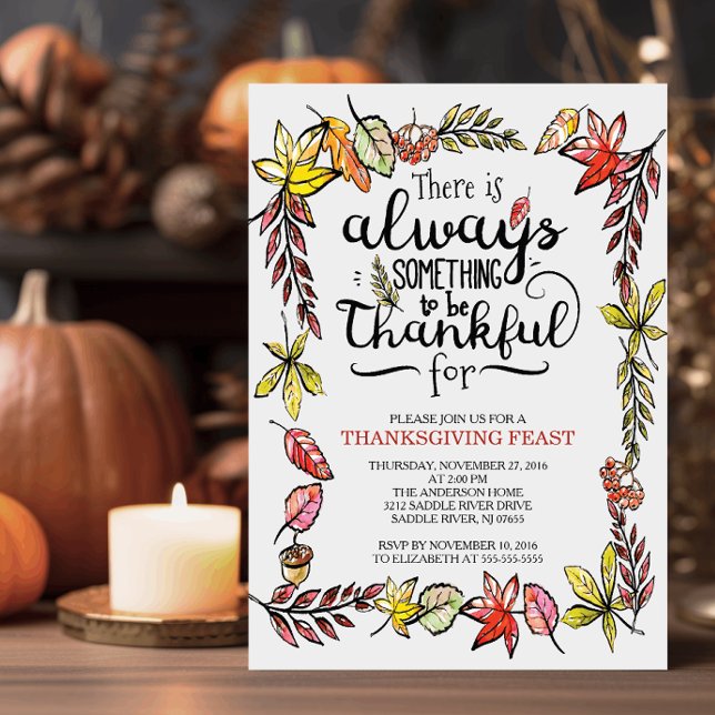 Typography Thankful Thanksgiving Invitation (Creator Uploaded)