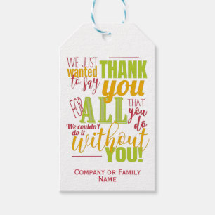 Typography Thanks Appreciation Message Gift Tags