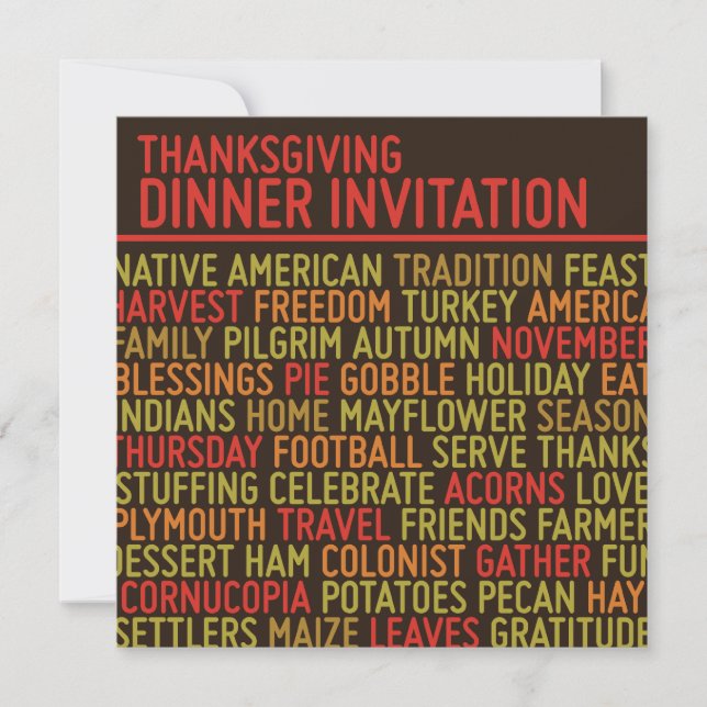 Typography Thanksgiving Dinner Invitation (Front)
