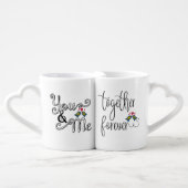Typography Together Forever Love Birds His & Hers Coffee Mug Set (Front Nesting)
