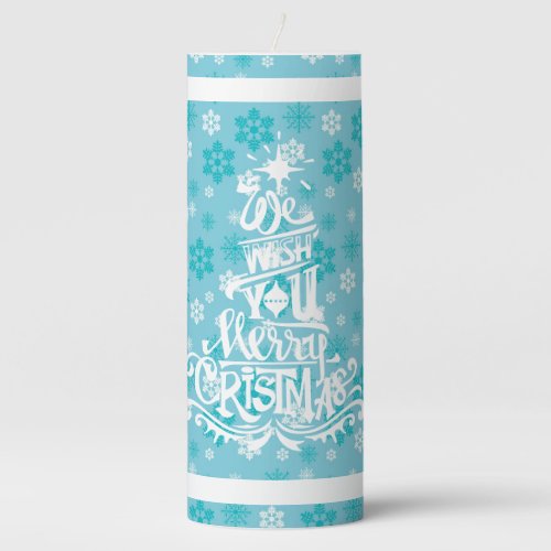 Typography tree wish you merry Christmas snowflake Pillar Candle