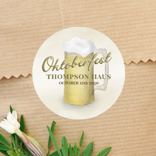 Typography Trendy Script Oktoberfest Beer Classic Round Sticker
