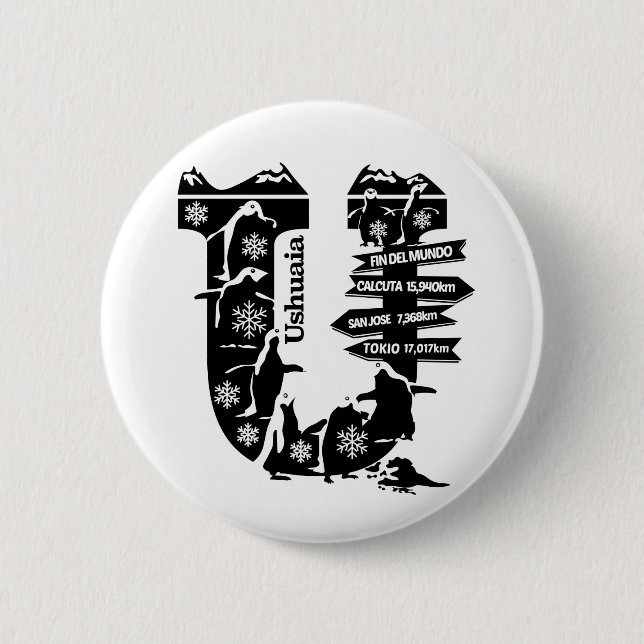 Typography U(Ushuaia: Argentina) Button (Front)
