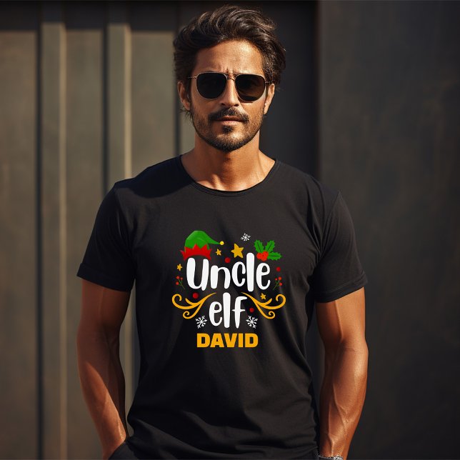 Typography Uncle Elf Fun Family Matching T-Shirt (Creator Uploaded)