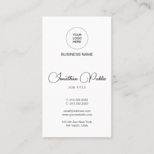 Typography Upload Your Own Logo Here Vertical Business Card