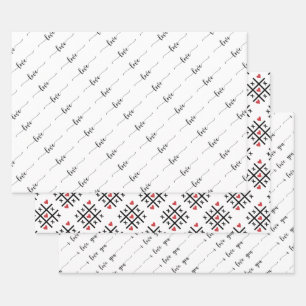 Typography Valentine's Day Wrapping Paper Sheets