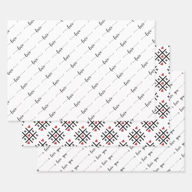 Typography Valentine's Day  Wrapping Paper Sheets (Set)