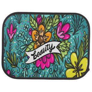 Typography, Vintage Style, Retro Vibe, Watercolor, Car Floor Mat