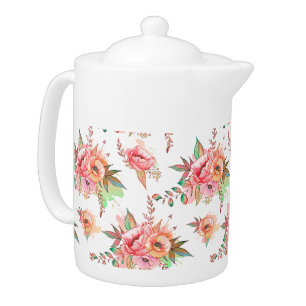 Typography, Vintage Style, Retro Vibe, Watercolor, Teapot