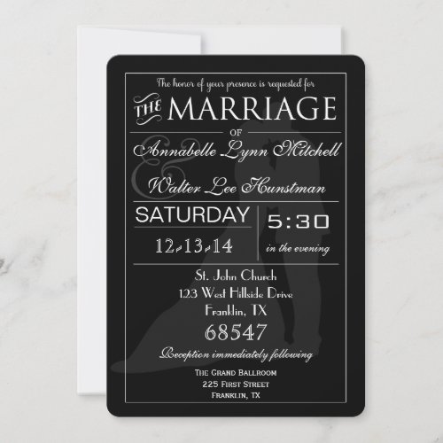 Typography Wedding Couple Black &amp; White Invitation