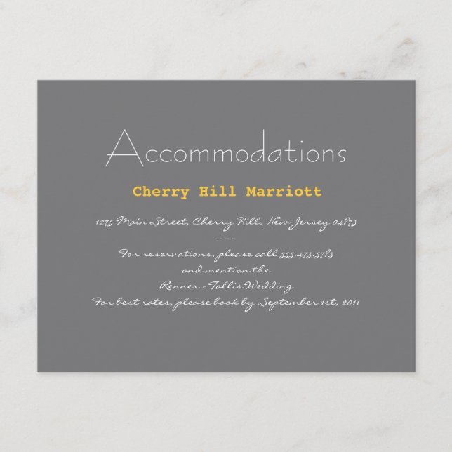 Typography Wedding Insert in Gray and Yellow (Front)