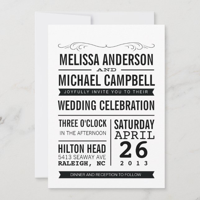 Typography Wedding Invitation (Front)