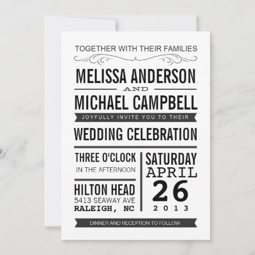 Typography Wedding Invitation